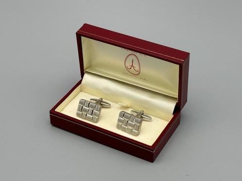 Manchetknopen (Adema), verzilverd, rechthoek met design, Sieraden, Tassen en Uiterlijk, Manchetknopen, Nieuw, Overige materialen