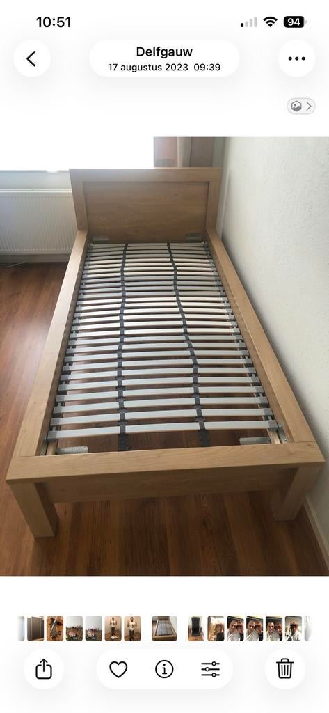 Bed, Ophalen, 90 cm, Eenpersoons, Wit