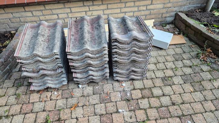 Gebruikte Dakpannen - Steen/Klei, Doe-het-zelf en Verbouw, Dakpannen en Dakbedekking, Gebruikt, Dakpannen, Steen of Klei, Grijs