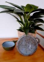 Vintage blauw schaaltje voor amber blokje, Porselein of Keramiek, Schaal, Rond, Ophalen of Verzenden