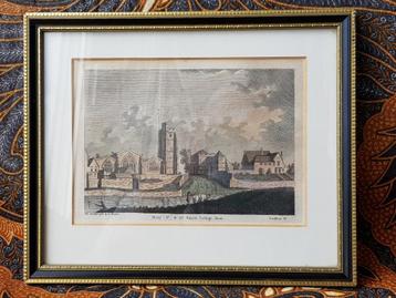 Mooie originele antieke ingelijste ets uit Engeland 23,5 cm. beschikbaar voor biedingen