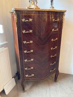 Antieke palissander ladenkast gebogen en vol met brons, Ophalen