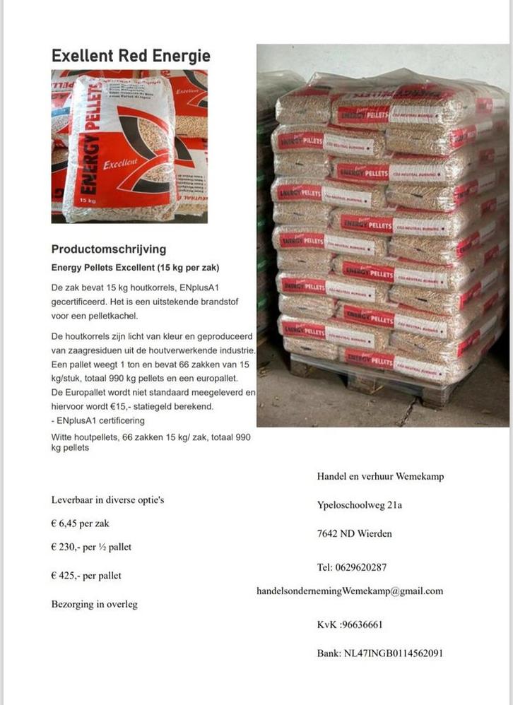 Diverse soorten gecertificeerde pellets, Tuin en Terras, Haardhout, Ophalen