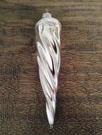 Oude kerstbal zilverkleurig glazen gedraaide pegel, Diversen, Kerst, Ophalen of Verzenden, Gebruikt