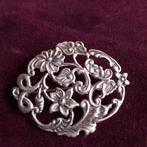 Zilveren Broche met Bloemen, Gebruikt, Zilver, Zilver, Verzenden