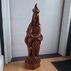 Oude houten beeld Maria met kindje Jesus, Antiek en Kunst, Antiek | Religie, Ophalen of Verzenden