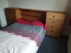 2 persoons eiken houten bed + planken (zonder lade kasten), Huis en Inrichting, Ophalen, Gebruikt, Overige kleuren, Tweepersoons