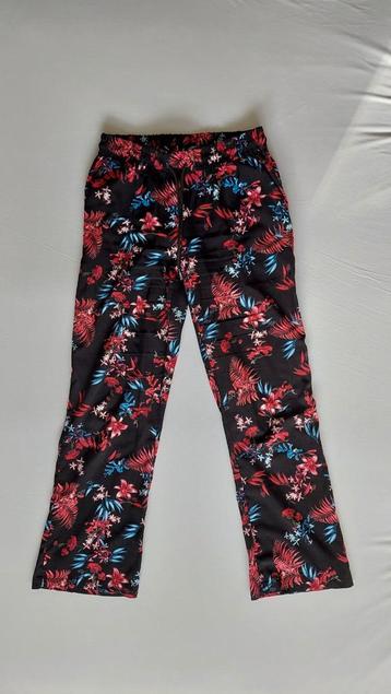 Jazlyn dames broek zwart met rode bloemen groen blauw maat M beschikbaar voor biedingen
