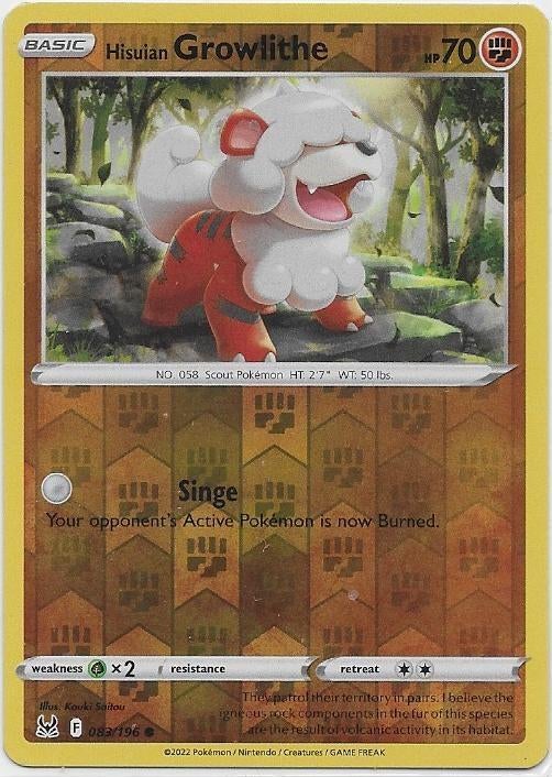 Lost Origin,  His. Growlithe [reverse] 83/196, Verzenden, Nieuw, Losse kaart