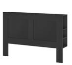 IKEA BRIMNES Hoofdeinde met bergruimte, zwart, 180 cm, Ophalen, Verstelbaar, Zwart, Tweepersoons