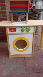 Twee in één speelkeuken en wasmachine, Kinderen en Baby's, Speelgoed | Speelkeukens, Ophalen, Gebruikt, Hout