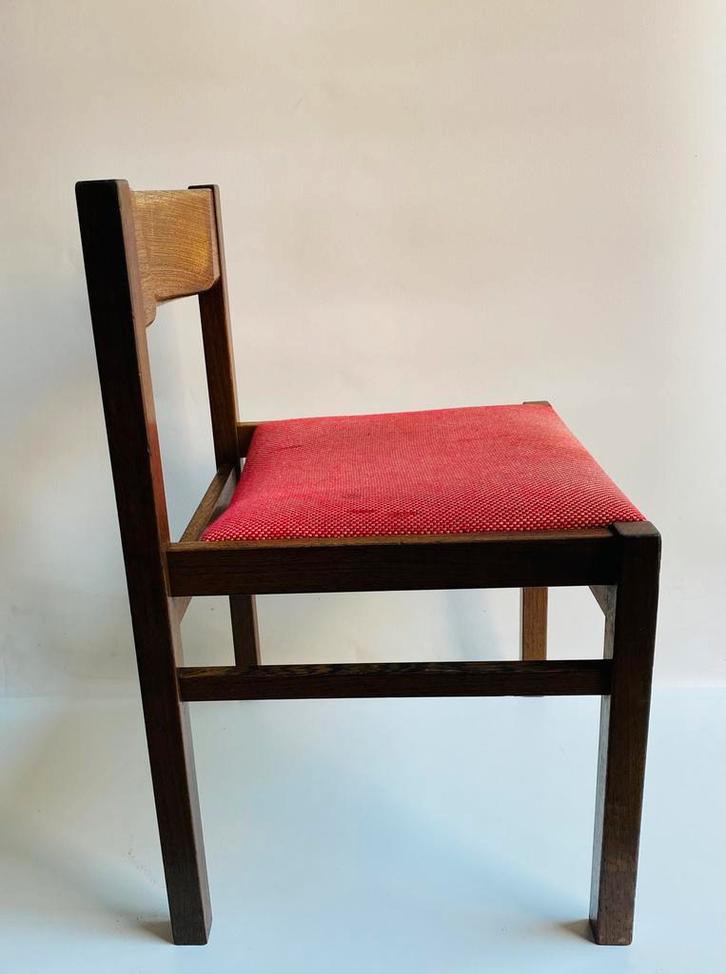 Wenge houten ‘t Spectrum stoelen (4) jaren 70, Huis en Inrichting, Stoelen, Gebruikt, Vier, Hout, Stof, Bruin, Ophalen