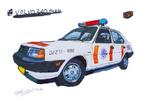 Zelfgemaakte tekening volvo 340 rijkspolitie op a3, Antiek en Kunst, Ophalen of Verzenden