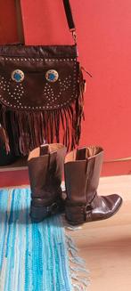 set cowboy schoenen mt tas /franjes en stenen/, Bruin, Lage of Enkellaarzen, Ophalen of Verzenden, Gedragen
