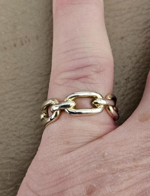 Maat 16 - TI SENTO zilveren (925) ring GOLD PLATED, Sieraden, Tassen en Uiterlijk, Ringen, Zo goed als nieuw, Dame, Kleiner dan 17