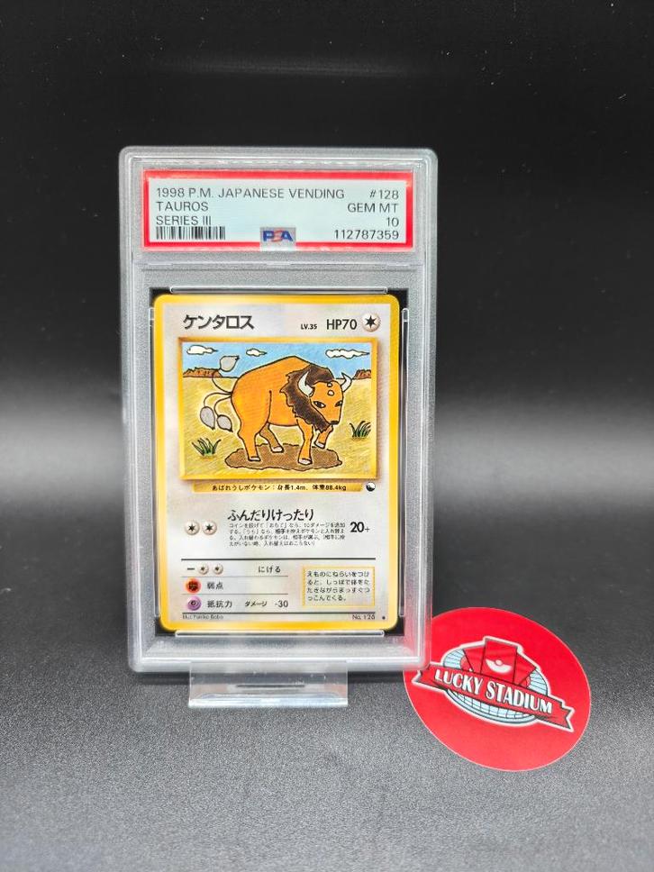 Pokemon Vending Series 3 Tauros PSA 10, Hobby en Vrije tijd, Verzamelkaartspellen | Pokémon, Zo goed als nieuw, Losse kaart, Ophalen