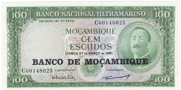 24-1494 Mozambique 100 escudo 1961, Postzegels en Munten, Bankbiljetten | Afrika, Los biljet, Overige landen, Verzenden