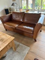 Cognac Lederen Tweezits Bank, Ophalen, Gebruikt, 150 tot 200 cm, Tweepersoons