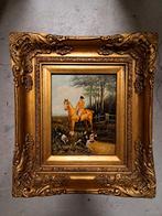 Schilderij Jachttafereel met gouden lijst, Antiek en Kunst, Kunst | Schilderijen | Klassiek, Ophalen of Verzenden