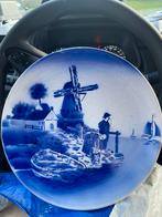 Oud blauw wandbord met windmolen, Verzenden