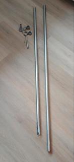 Verstelbare gordijnroede met middenstang, Huis en Inrichting, Stoffering | Gordijnen en Lamellen, Gebruikt, 100 tot 150 cm, Grijs