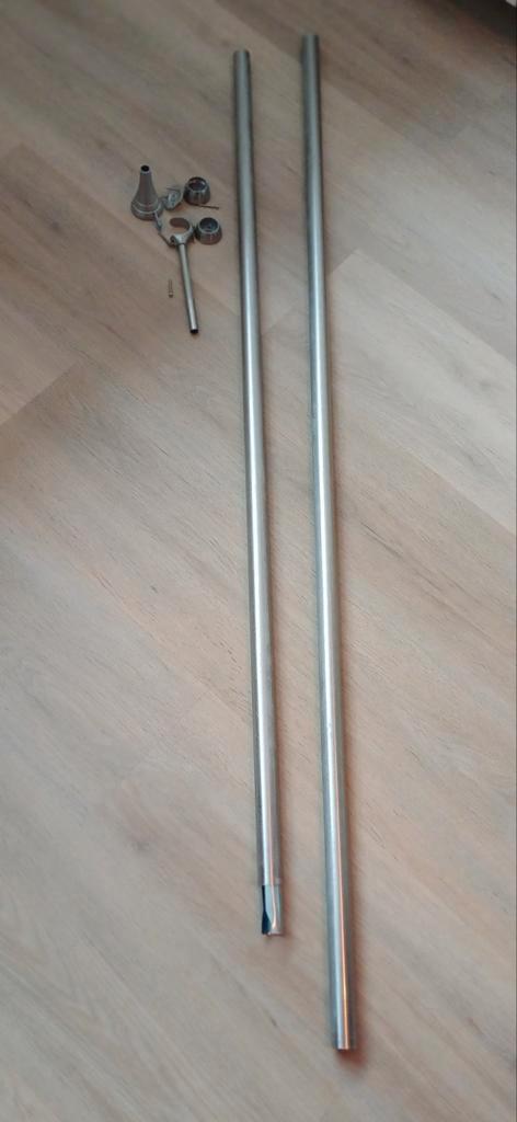 Verstelbare gordijnroede met middenstang, Huis en Inrichting, Stoffering | Gordijnen en Lamellen, Gebruikt, Minder dan 100 cm