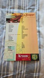 Plastieke prijslijst Trappist La Trappe en Kroon pilsener, Verzamelen, Ophalen, Zo goed als nieuw, Reclamebord, Plaat of Schild