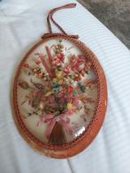 Mooi bolglas met droogbloemen handgemaakt vintage retro, Ophalen of Verzenden