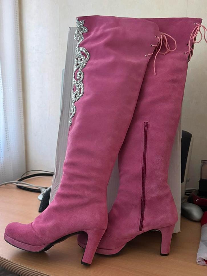 Overknee laarzen, Kleding | Dames, Schoenen, Zo goed als nieuw, Hoge laarzen, Roze, Ophalen of Verzenden