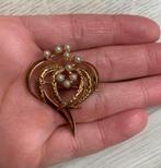 14k gouden broches met parels 100% origineel, Ophalen of Verzenden, Zo goed als nieuw, Goud, Met parel