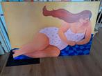 Te koop: Origineel schilderij "Liggende Vrouw" (Dikke dame), Antiek en Kunst, Ophalen of Verzenden
