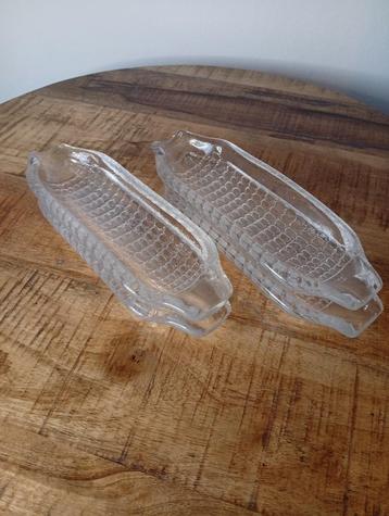 4 mooie frosted glas maïskolf serveerschalen-Pukeberg Sweden beschikbaar voor biedingen