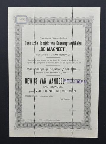 Fabriek van Consumptieartikelen "De Magneet" - A'dam 1912 beschikbaar voor biedingen