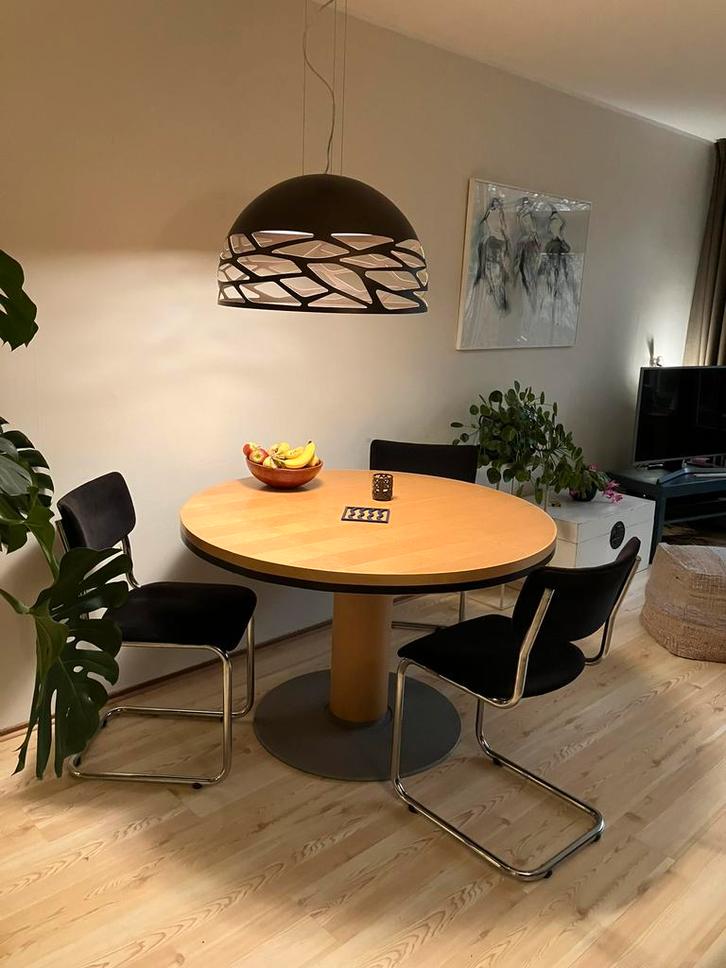 Ronde, vergrootbare, tafel (1.20), Huis en Inrichting, Tafels | Eettafels, Gebruikt, 100 tot 150 cm, Rond, Ophalen of Verzenden