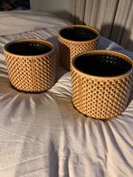 Retro Bruine Bloempotten - Set van 3, Tuin en Terras, Bloempotten, Gebruikt, Rond, Binnen, Ophalen of Verzenden