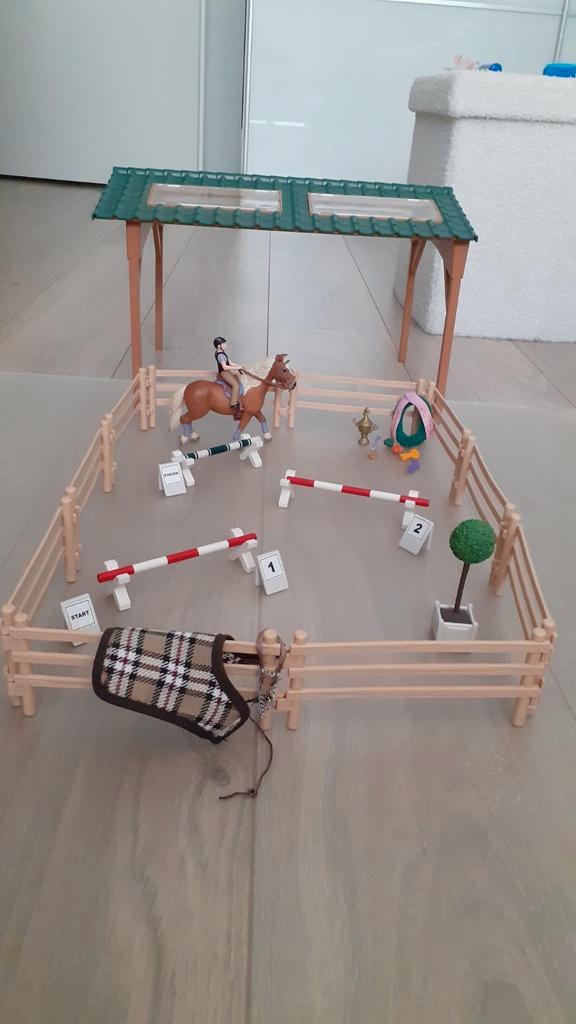 Schleich Rijbak met Dak & Springspullen - Compleet!, Verzamelen, Speelgoed, Gebruikt, Ophalen