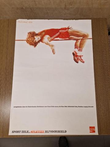 Vintage Coca Cola poster ism Kon. Ned. Athletiek Unie beschikbaar voor biedingen