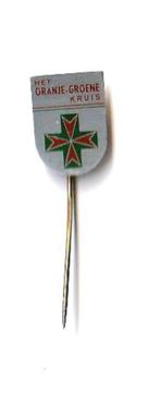 blikken zorg speld Oranje Groene Kruis, Verzamelen, Speldjes, Pins en Buttons, Ophalen of Verzenden, Gebruikt, Overige onderwerpen