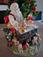 Vintage speeldoos, kerstman aan buro, met verlichting, Ophalen of Verzenden, Zo goed als nieuw