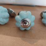 keramieken meubelknop blauwe bloem, Gebruikt, Ophalen of Verzenden