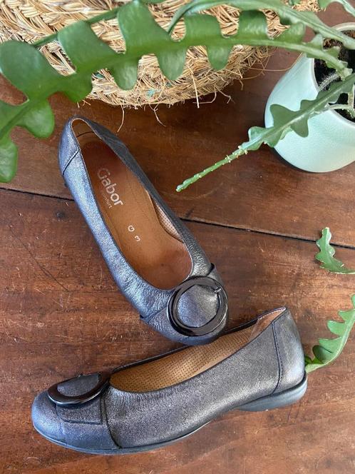 GABOR ballerina schoenen grijs metalic leer mt 35,5 i.z.g.st, Kleding | Dames, Schoenen, Zo goed als nieuw, Ballerina's, Grijs