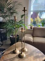 Set van 3 vintage messing kandelaars, Gebruikt, Ophalen of Verzenden, 75 cm of meer, Kandelaar