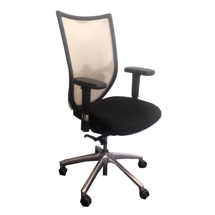 MN Nova Bureaustoel Chroom Zwart Wit NPR 1813 Gebruikt, Huis en Inrichting, Bureaustoelen, Gebruikt, Bureaustoel, Wit, Ophalen of Verzenden