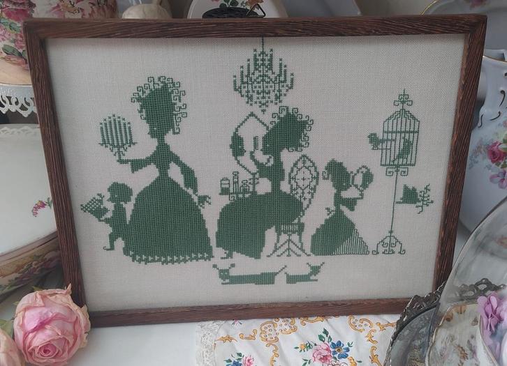 Nostalgisch borduurwerk Petit point, Antiek en Kunst, Curiosa en Brocante, Ophalen of Verzenden