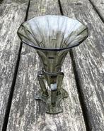 Leuke Art Deco Vaas - antiek vintage glas Raket Rosice, Ophalen of Verzenden, Minder dan 50 cm, Groen, Glas