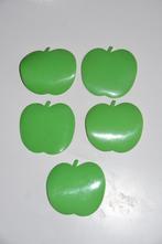 5 Retro vinyl groene appel onderzetters 60s, Glas of Kopje, Gebruikt, Ophalen