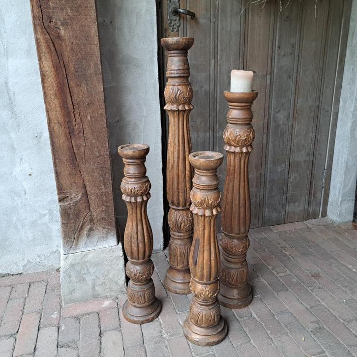 1x Landelijke houten kandelaar vloerkandelaar *Etage3*, Huis en Inrichting, Woonaccessoires | Overige, Gebruikt, Ophalen of Verzenden