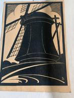 Watermolen B Bulthuizen lino snede, Antiek en Kunst, Kunst | Etsen en Gravures, Ophalen