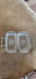 Vintage Serveerschaal Glas/Metaal, Ophalen of Verzenden