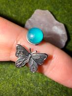 Zilveren vlinderring met apatiet - verstelbaar, Nieuw, Ophalen of Verzenden, Kleiner dan 17, Met edelsteen